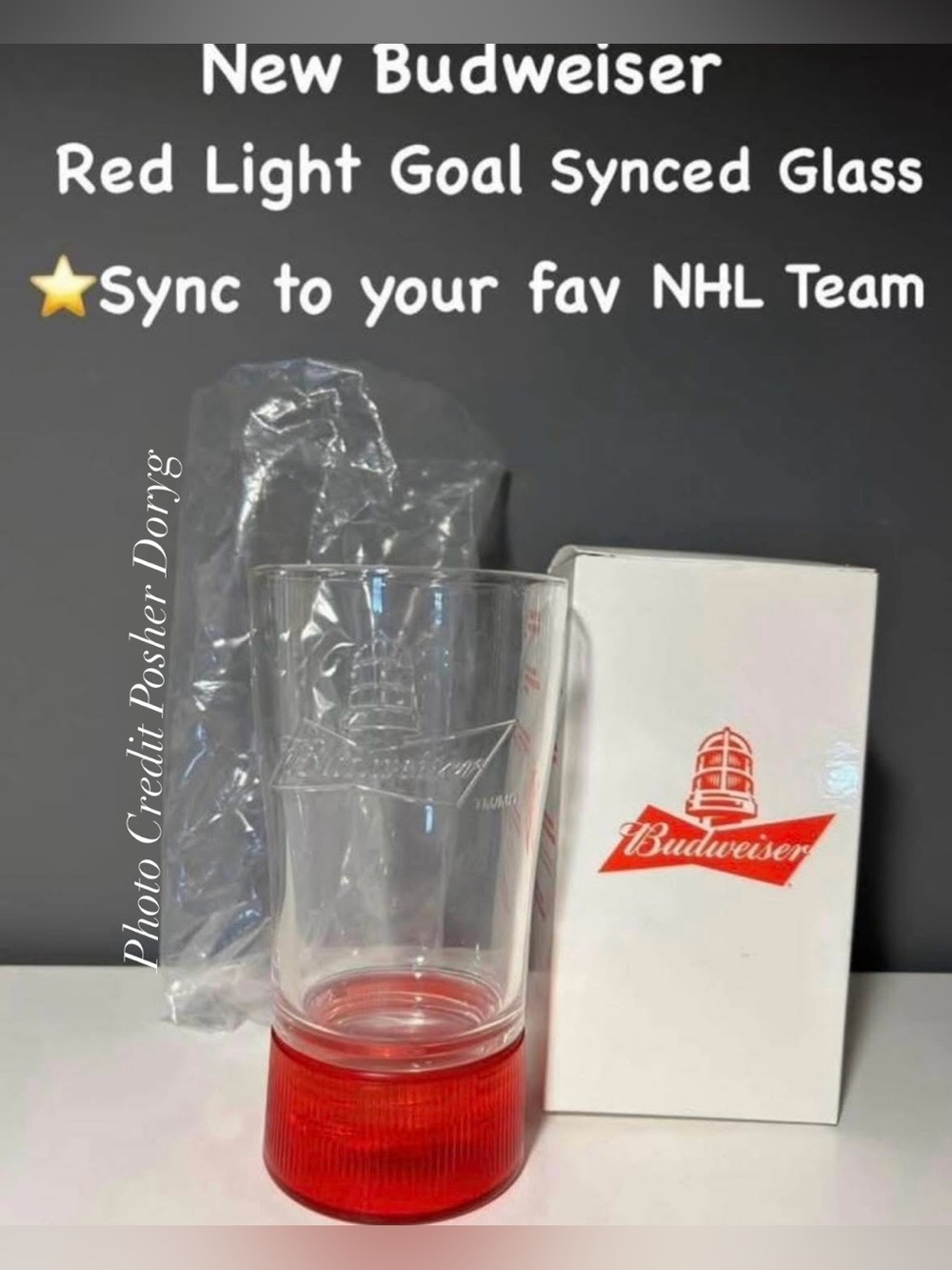 Budweiser Clear Glass with Red LED Base